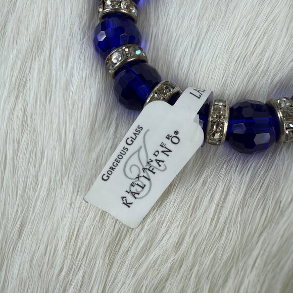 Alexander Kalifano Blue Glass Bead Crystal Rhinestone Necklace 18.5" - Picture 10 of 10